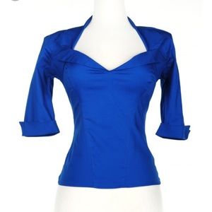 Pinup couture Doris top in blue